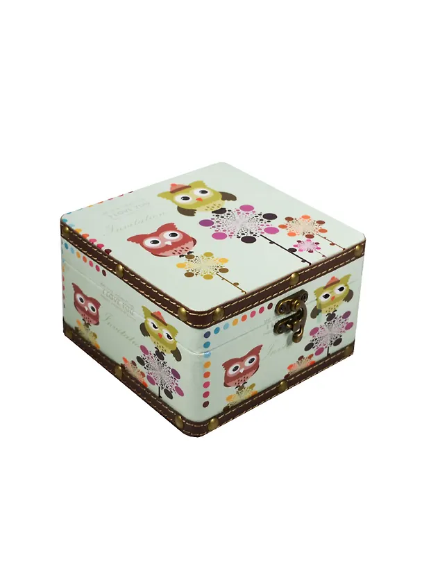 Шкатулка с замком Совы с кожаными вставками (15х15) 2494972 — 1