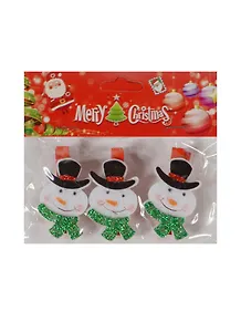 Новогодний Набор из 3-х прищепок Снеговик блестящ. в пак. с хедер. (11069720) (12х10см)