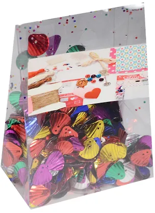 Пайетки в пластиковой упаковке с наклейкой, ракушки яркий микс (11-24140-J14) 2560835