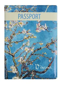 Обложка для паспорта Ван Гог Цветущие ветки миндаля (ПВХ бокс) (ОП2018-196)