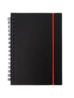 Записная книжка А6 80л кл. "Favorite Black. No 4" спираль, пласт.обл., резинка 3091819