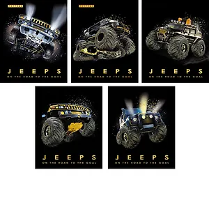 Тетрадь 48л кл. "Внедорожники" тиснение фольгой, ассорти, Unnika