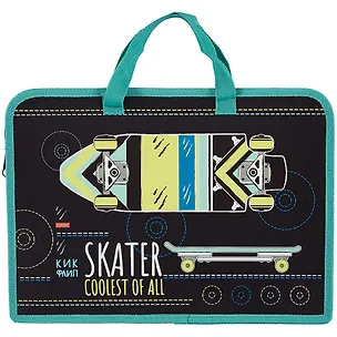 Папка для тетрадей А4 "Skater" 34*24,5*3,5см пластик, молния, текст.ручки 2885094