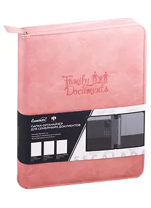 Папка-органайзер 340*260*40 Линкольн розовая, кожзам с поролоном, карманы д/докум.
