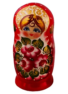 Матрешка 5 в 1 большая (Цветы, Эскиз 31, Бордовые лепестки на красном) (М05160331)