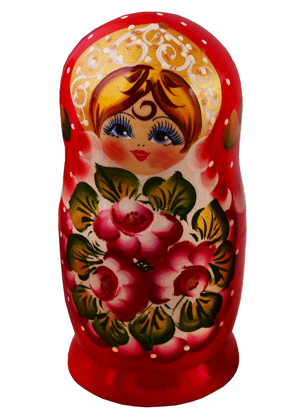 Матрешка 5 в 1 большая (Цветы, Эскиз 31, Бордовые лепестки на красном) (М05160331) 2746058 — 1