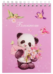 Блокнот А6 80 листов "Панда с букетом"