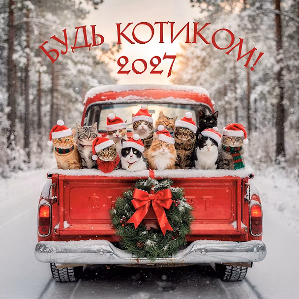 Календарь 2027г 300*300 "Будь котиком" настенный, на скрепке 3174358 — 1