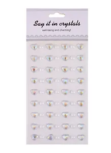 Стразы сердца+полубусины белые