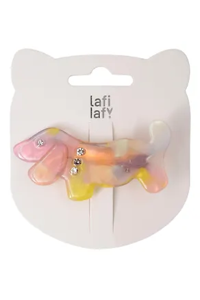 Заколка со стразами Такса перламутровая (пластик) (5,3см) (12-Izzy-7) (Lafilaf) 3125140