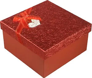 Коробка подарочная "Красный металлик" с сердцем 12,5*12,5*6см