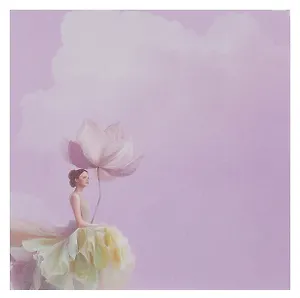 Блок бумаги 90*90 самоклеящийся 100 листов, "Девушка с цветком"