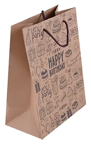 Пакет А5 23*18*10 "Happy birthday. Party" крафт, нейтр.