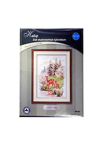 Набор для вышивания крестом РТО Олени у озера (M048) (14х19,5см Аида 14) (упаковка)