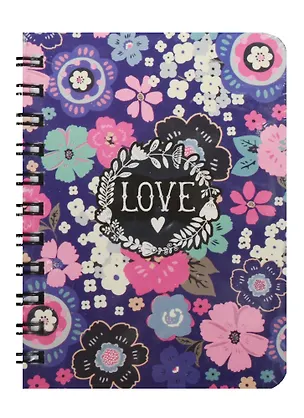 Записная книжка А6 80л кл. "Flower love blue" спираль, Kairui 240215