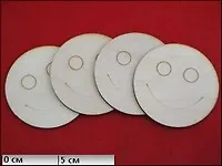 Заготовка деревянная, Полноцвет, Набор подставок под чашки "Смайлик"