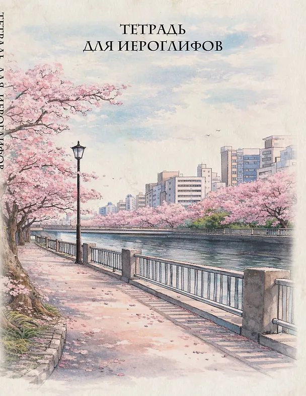 Книга Тетрадь для иероглифов, сетка 9х9 мм. (Сакура в городе) () — 1