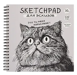 Скетчбук 190*190 30л "Кот" 120г/м2, мел.картон, выб.лак, евроспираль 3063043