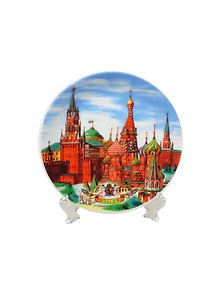 Тарелка декоративная Москва коллаж акварель (10-6-20)