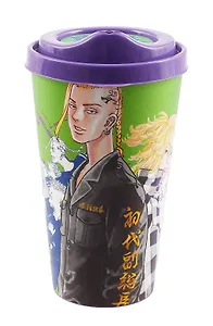 Стакан с крышкой Токийские мстители. Майки и Дракэн (пластик) (550 мл)