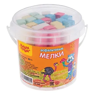Мелки цветные 05цв 25шт асфальтные "Енот в Австралии", ведерко 3033160