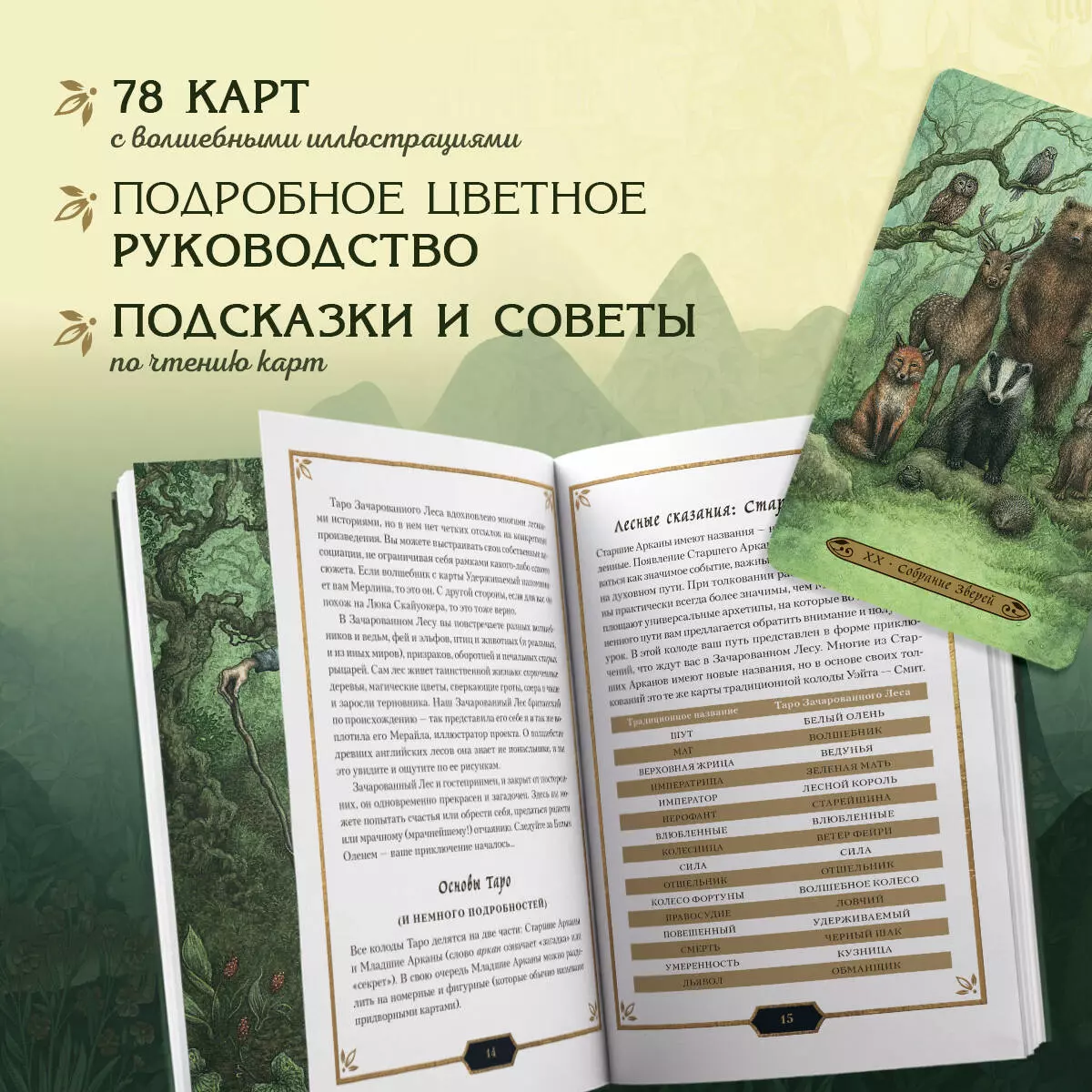 Таро Зачарованного леса (78 карт и руководство по работе с колодой) (Лунаэ  Везерстоун) - купить книгу с доставкой в интернет-магазине «Читай-город».  ISBN: 978-5-04-154110-1