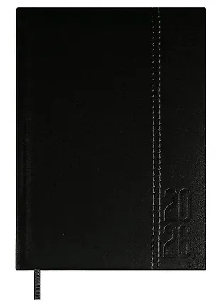 Ежедневник дат. 2026г. А6+ 176л "Наппа" черный, кожзам, тв.переплет, обл.поролон, блинт.тиснение, офсет, справ.мат-лы, ляссе, инд.уп 3116548