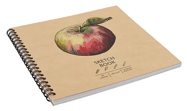 Скетчбук 190*190 30л "DRAFT and CRAFT. Apple", 180г/м2, обложка крафт картон, евроспираль 2989480 — 3