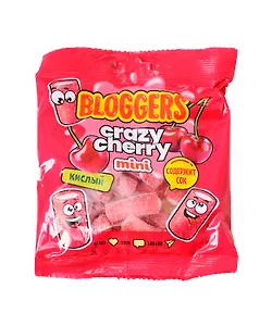 Мармелад жевательный BLOGGERS Крейзи черри со вкусом вишни (мини трубочки), 75г
