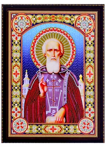 Алмазная мозаика на подрамнике Икона Сергий Радонежский (BH08) (30х40см) (c част.зап.) (блест.)