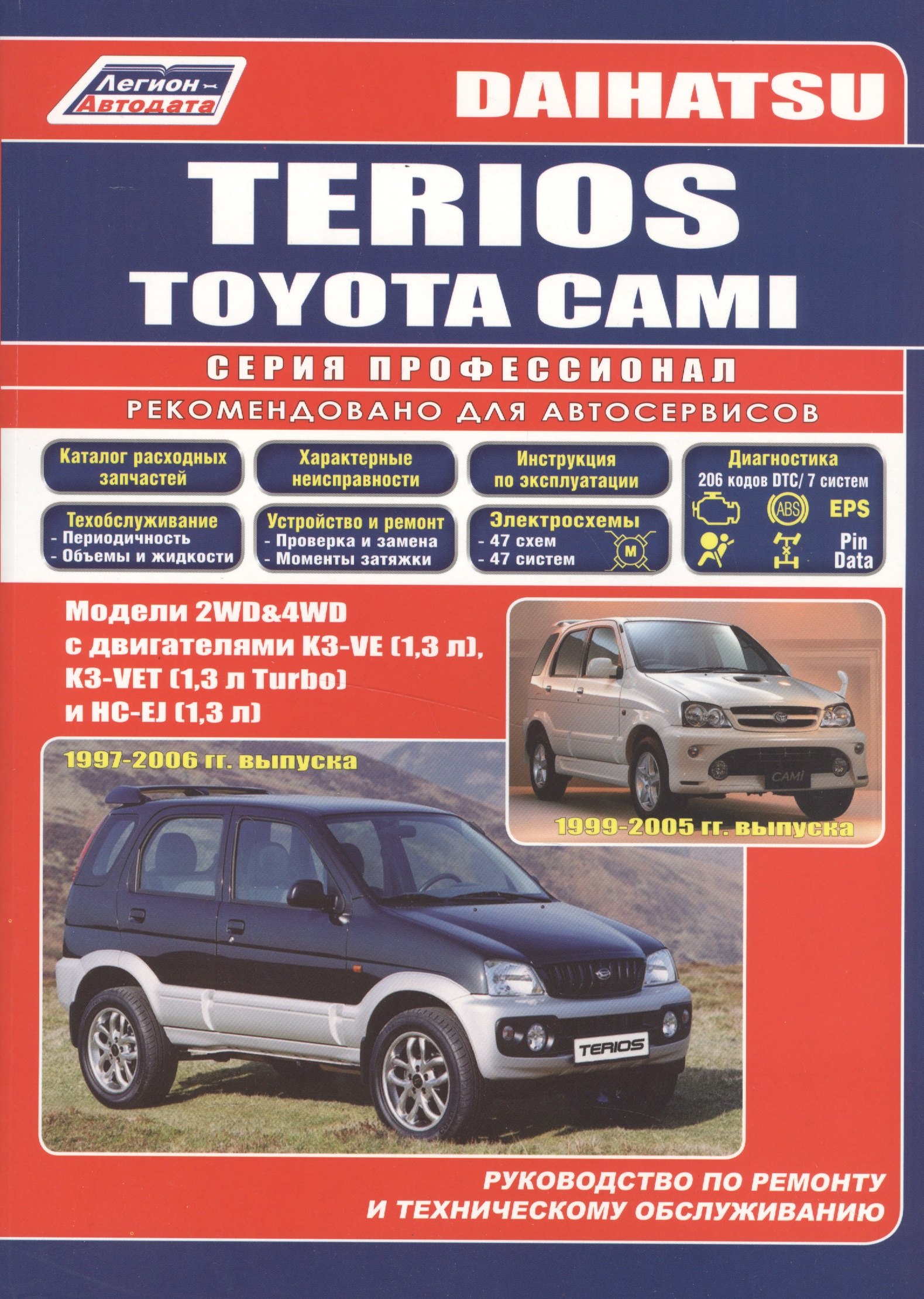 

Daihatsu TERIOS. Toyota CAMI. Модели 2WD&4WD с двигателями К3-VE (1,3 л.), К3-VET (1,3 Turbo) и HC-EJ (1,3 л.) Руководство по ремонту и техническому обслуживанию