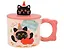 Кружка с крышкой Котик Happy Birthday (розовая) (керамика) (400мл) (12-34466-GD8007) — 3144696 — 1