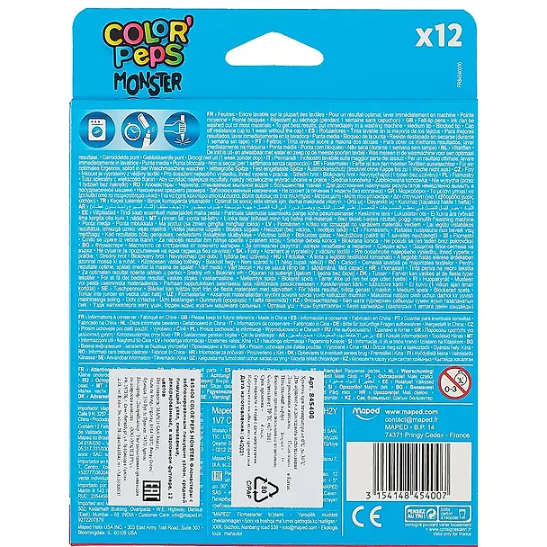 Фломастеры «Color'peps Monster» Maped, 12 цветов 258563 — 2