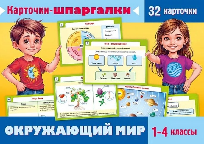 Карточки-шпаргалки. Окружающий мир. 1-4 классы. 32 карточки