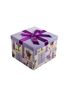 Коробка подарочная "Lavender" 16*16*12 квадратная, декор.бант, картон, Вейксинг