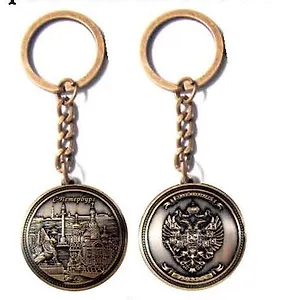 Сувенир, АКМ , Брелок-монета метал. D3,5 Медный-Спас-Исаакий-Мосты цв.медь