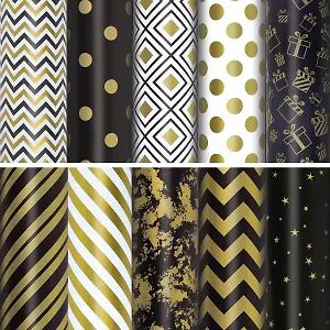 Бумага упаковочная 70*100см "Golden pattern"  инд.уп., ассорти