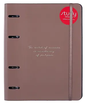 Тетрадь 120л кл. "Quote", какао, на кольцах, сменный блок, тиснение фольгой белое золото, обложка кожзам 3085194