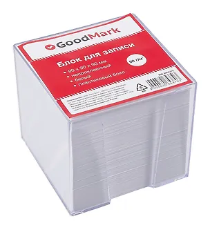 Блок-куб 90*90*90 белый, пласт.бокс, GoodMark 3065370