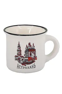 Кружка маленькая белая Астрахань (фарфор) (065-9-M-82-W)