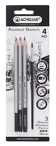 Карандаши ч/гр 03шт акварельные + кисточка, блистер, ACMELIAE