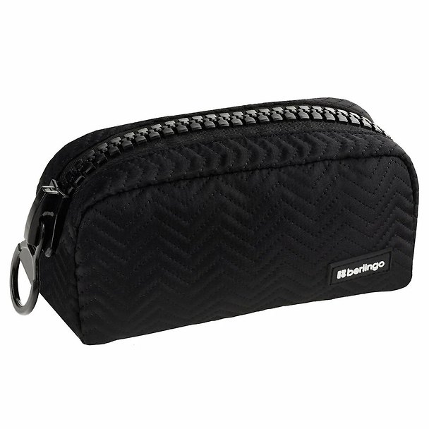 Пенал с большой молнией 1отд, "Noir zipper", черный, полиэстер, инд.уп., Berlingo 3173374 — 1