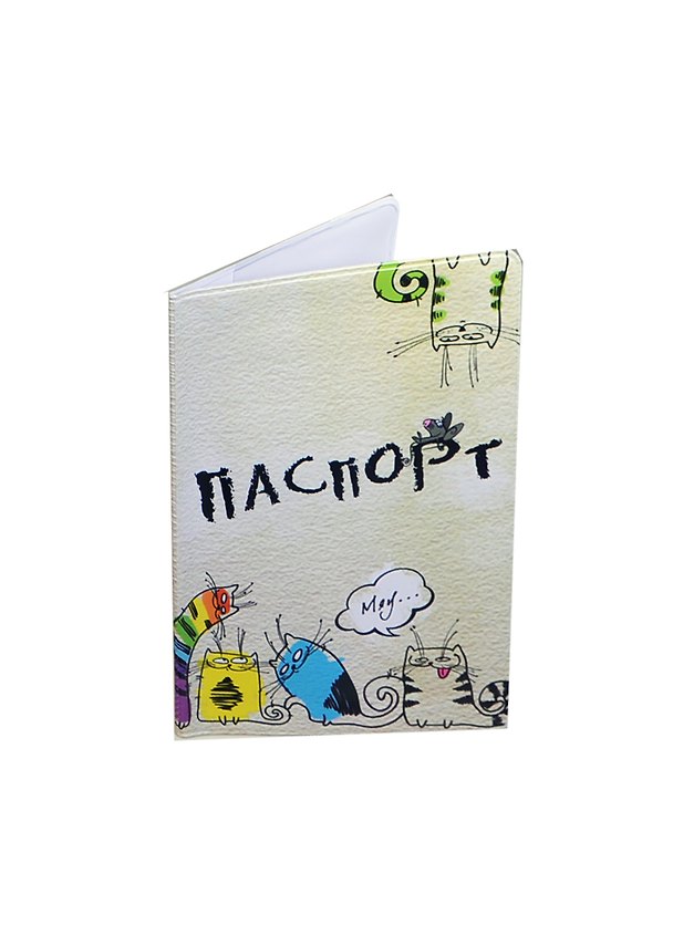 Обложка для паспорта пластик Веселые кошки 13,7*9,6 см (494053) 2346990 — 1
