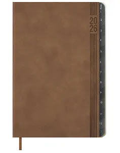 Еженедельник дат. 2026г. А5 80л "Буйвол" бежевый, кожзам, мягк.переплет, блинт.тиснение, офсет, справ.мат-лы, вырубка, закругл.углы, 2 ляссе, инд.уп