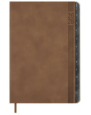 Еженедельник дат. 2026г. А5 80л "Буйвол" бежевый, кожзам, мягк.переплет, блинт.тиснение, офсет, справ.мат-лы, вырубка, закругл.углы, 2 ляссе, инд.уп 3116575