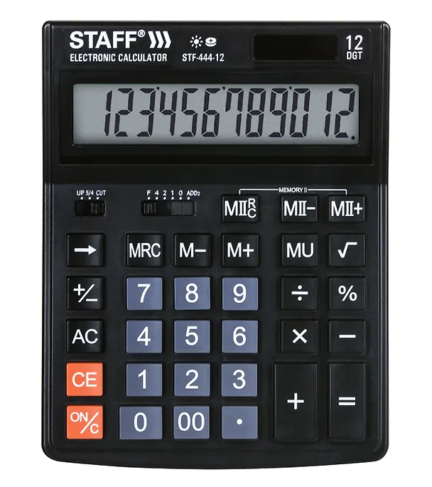Калькулятор 12 разрядный, настольный, 2-е питан., STAFF STF-444-12 3134843 — 2