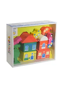 Конструктор Цветной Городок зеленый (8688-4) (789467) (14дет.) (Томик) (дерево) (3+) (коробка)