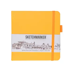 Скетчбук 12*12 80л "Sketchmarker"  оранжевый неон, 140г/м2, слоновая кость, тв.обл. — 3012391 — 1