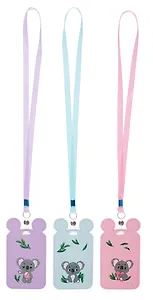 Бейдж 60*90 "Коала", с ушками, вертикальный, с клипом на шнурке, ассорти