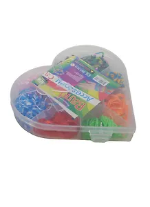 Набор резинок Сердечко в пластиковом боксе 360шт с инструментами, крючками, подвеской (11050